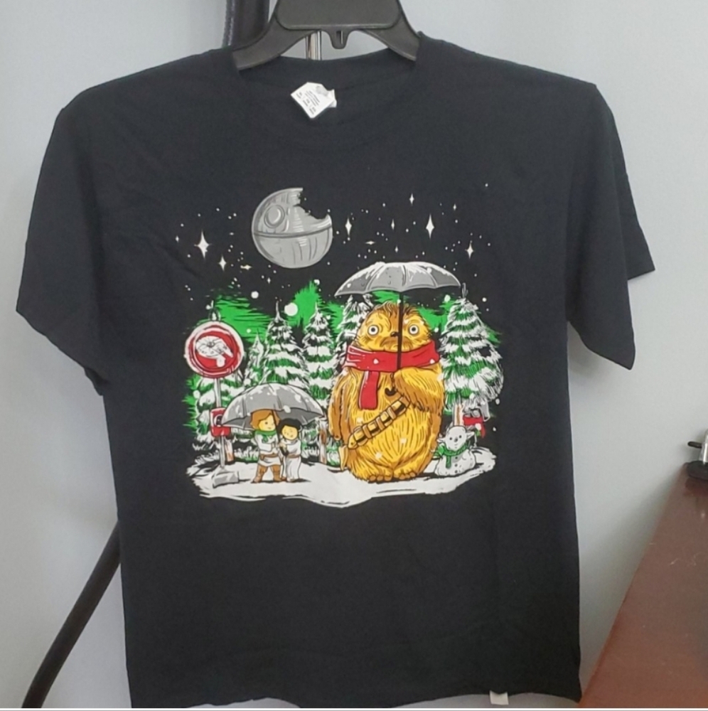 Gildan Black Short Sleeve Tee Star Wars Cartoon Design
